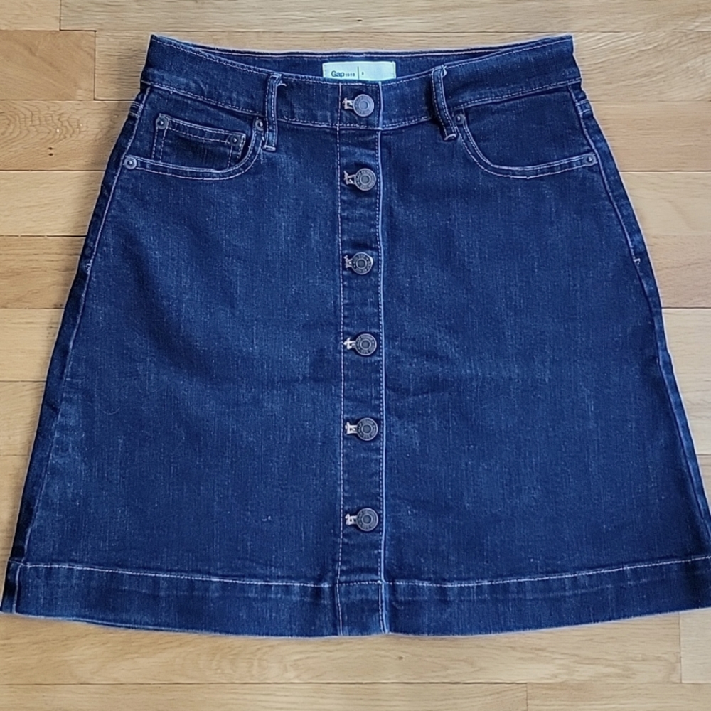Gap Button Front Denim Mini Skirt